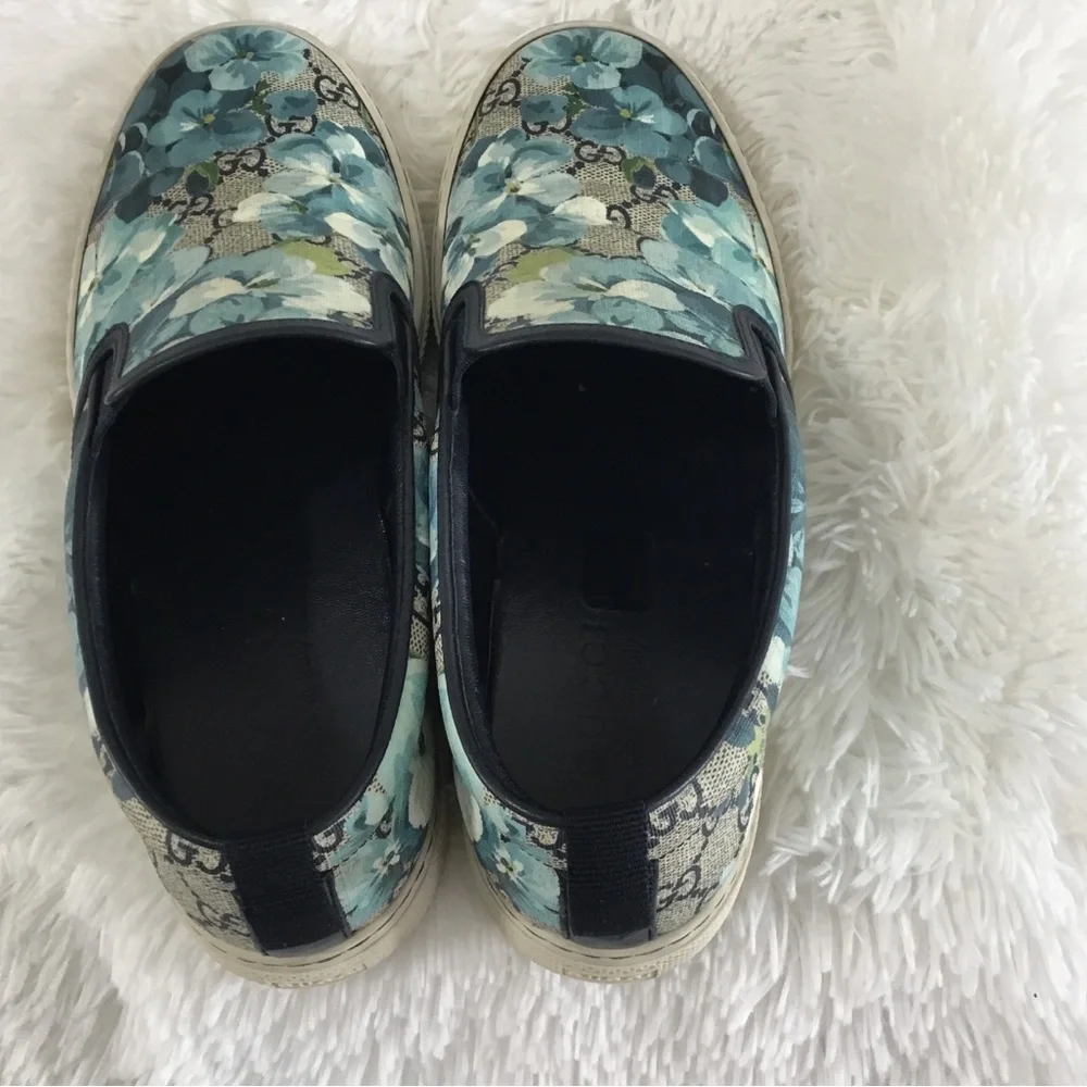 Gucci Blue Floral Slip-On Sneakers - Picture 7 of 13